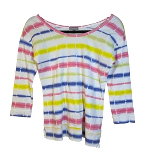 Top para mujer T by Talbots talla P tie dye a rayas manga larga cuello barco - Imagen 1 de 5