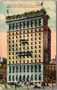 c1910s NYC Postcard B.P.O.E. ELKS LODGE NO. 1 "West 43rd Street near Broadway" - Picture 1 of 2