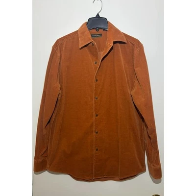 Camisa JOSEPH ABBOUD Marrón Óxido Sólida Manga Larga Algodón Spandex Para Hombres M Foto 1 de 4