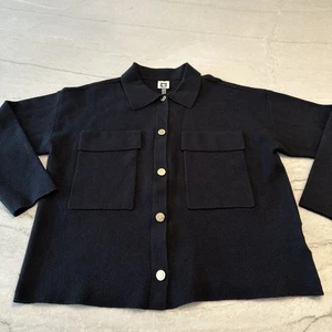 Chaqueta suéter utilitaria tejida Anne Klein para mujer ¡RICA! Negro Talla M - Imagen 1 de 7