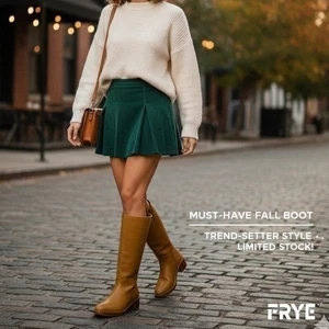 NEW Frye Camryn Campus Boots Tall Pull On Leather Banana Women's 8.5 - Picture 1 of 7