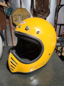 VTG 70's Bell Moto Star III 3 Motocross Motorcycle Riding Helmet Yellow Sz 7-1/4 - Bild 1 von 15