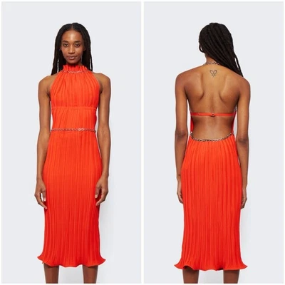 Vestido Dion Lee Talla AU 8/US 4 NUEVO CON ETIQUETAS Detalle de Cadena Sin Espalda Plisado Midi PVP $1,530 Foto 1 de 4