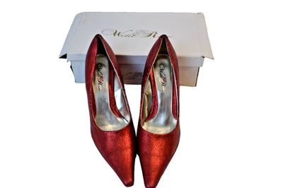 Cuñas de tacón alto punta PU serpiente roja rosa salvaje - talla 9 con caja Foto 1 de 4