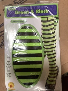 RUBIES Girls HALLOWEEN Party Striped Tights - Green/Black - Size Medium - NEW! - Picture 1 of 1