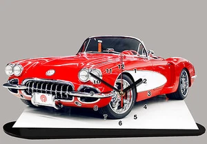 CORVETTE-04, MODEL CARS, US CAR,11,8x 6 inches, Car - Passenger, with Clock - Picture 1 of 1