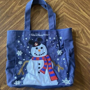 Bolso de Mano Bolsillos Disney Parques Azul Lona Vacaciones Muñeco de Nieve Walt Disney World - Imagen 1 de 11