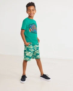 Lot of 2 Hanna Andersson boys long cargo shorts camouflage green & blue size 10 - Picture 1 of 9