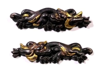 MENUKI Dragón Pintura Dorada Espada Japonesa Cobre Ajuste Edo Antiguo *Sin Caja Foto 1 de 4