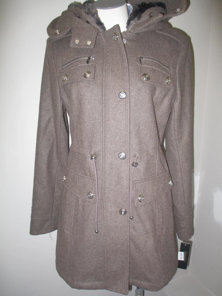 Abrigo Anorak de Lana Piel Sintética Lavandería Marrón Mezcla Nuevo con Etiquetas Foto 1 de 1