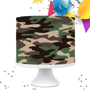 CAMOUFLAGE CAKE WRAP AROUND EDIBLE CAKE TOPPER ICING SHEET DECORATION WR116 - Picture 1 of 5