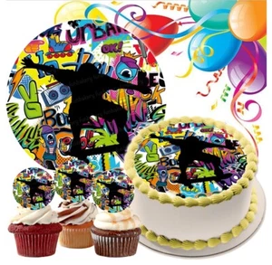 Topper torta skateboard skateboard festa decorazione commestibile festa compleanno graffiti - Foto 1 di 13