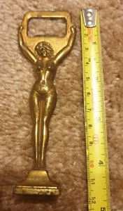 Vintage Brass,Nude Naked Lady Woman on stand, Bottle Opener ,Art Deco Style 12cm - Bild 1 von 3