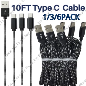 Bulk Lot 10ft USB  Type C Fast Charger Cable Charging Cord For Samsung S8 S9 S10 - Picture 1 of 10