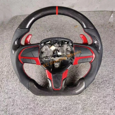 Volante de cuero perforado de fibra de carbono negro para Dodge Durango 15-20 Foto 1 de 4