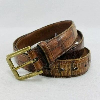 Cinturón de cuero Trafalgar marrón con hebilla para hombre talla 34/85 ropa de trabajo de latón macizo clásica Foto 1 de 4