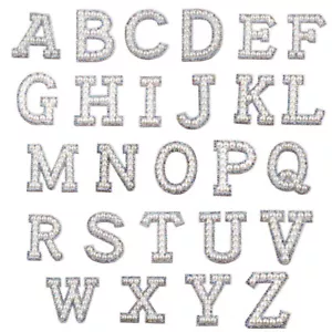 A-Z English Letter Patches Iron On Cloth Stickes Rhinestone Pearl Applique DIY - Picture 1 of 38