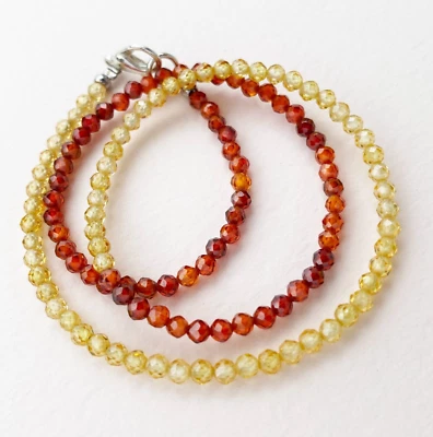 Gargantilha citrino e cornalina, pequeno colar de pedras preciosas facetadas, joias de verão - Imagem 1 de 4