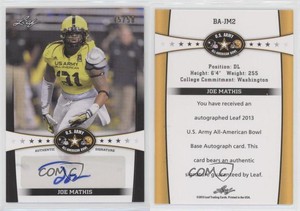 2013 Leaf US Army All-American Bowl Auto Black /50 Joe Mathis #BA-JM2 Auto