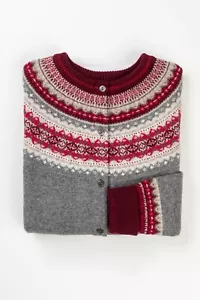 Maglione cardigan lana Eribe Alpine Greyberry grigio marrone Fairisle taglia XS - Foto 1 di 6