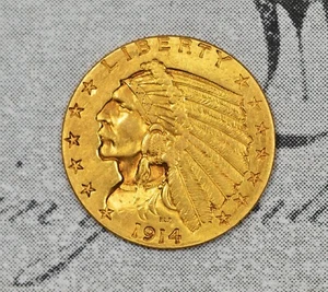 1911 Gold Indian Head Quarter Eagle AU #ECZ6 $2.5 - Picture 1 of 2