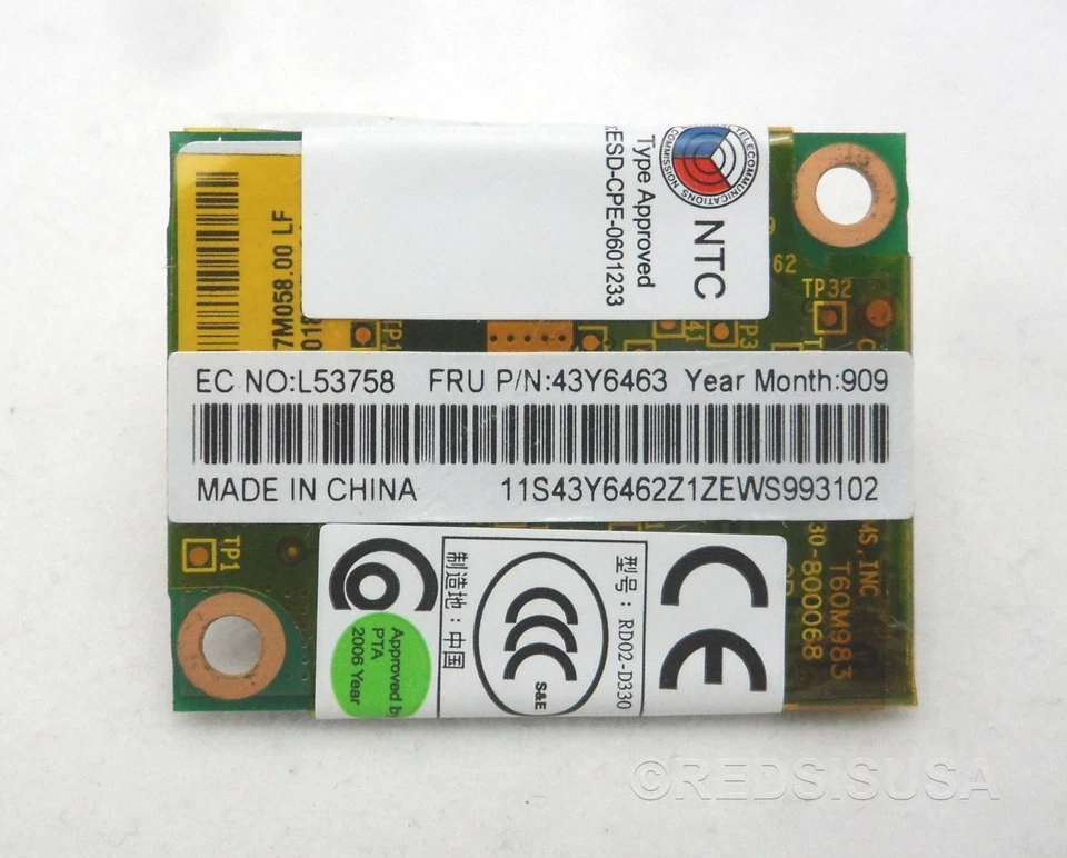 56K Modem Card Model RD02-D330 1 - Image 1 of 4