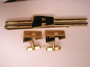 A Monogram Initial Letter Vintage SWANK Cuff Links & Tie Bar Clip alex andrew ar - Picture 1 of 8