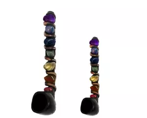 Juego de 2 pipas pequeñas hechas a mano para fumar tabaco piedras caídas chakra - Imagen 1 de 5