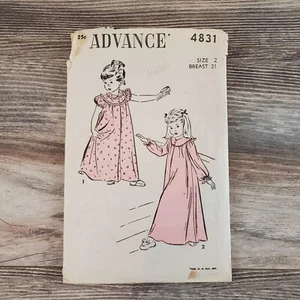 Camisón largo Advance 4831 patrón de costura de colección años 40 50 niñas pijamas talla 2 camisón - Imagen 1 de 5