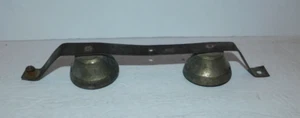 NEAT VINTAGE HORSE SLEIGH OR ICE CREAM CART BRASS BELLS WITH BRACKET - Picture 1 of 2