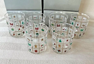 Culver Encounters Glasses Acrylic Christmas Noel Double Old Fashion Cup Set Of 6 - Picture 1 of 18