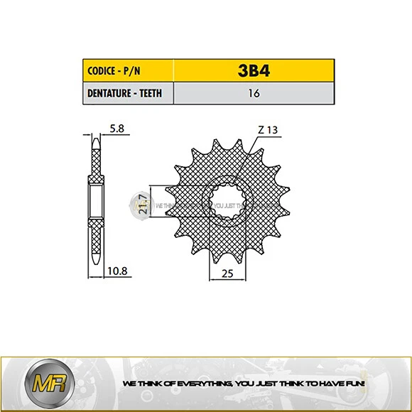 # PARA YAMAHA FZ6R 600 2009 PIÑÓN DE TRACCIÓN DELANTERA SUNSTAR PITCH 520 CON 16 DIENTES Foto 1 de 1