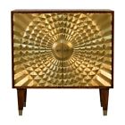Stylish Bedside Tables Cabinets Rich Chestnut & Gold Danish Retro Style 