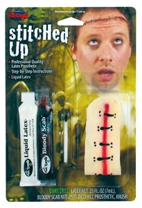 Fun World Stitched Up Slash Wound FX 4 piezas Halloween clásico monstruo látex aplicación... - Imagen 1 de 1