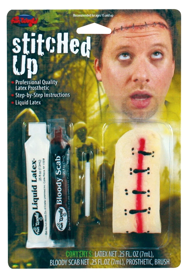 Fun World Stitched Up Slash Wound FX 4 piezas Halloween clásico monstruo látex aplicación... Foto 1 de 1