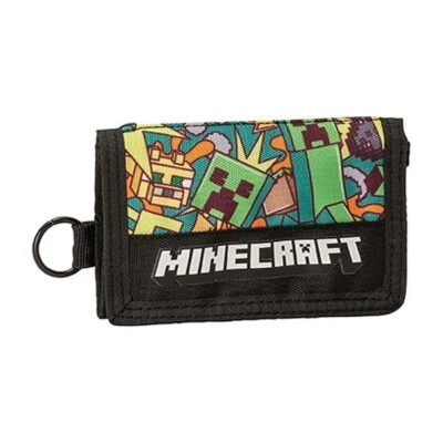 MINECRAFT PORTAFOGLIO 3 ANTE CON ZIP FUNTAGE PANINI SCUOLA NUOVO ORIGINALE - Immagine 1 di 3