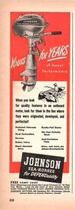 ANUNCIO IMPRESO DE MOTOR DE BARCO DE CABALLO DE MAR 1948 JOHNSON de colección - Imagen 1 de 1