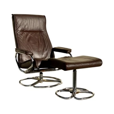 Mcm Danish Leather Chair And Ottoman By Kebe - Image 1 of 4