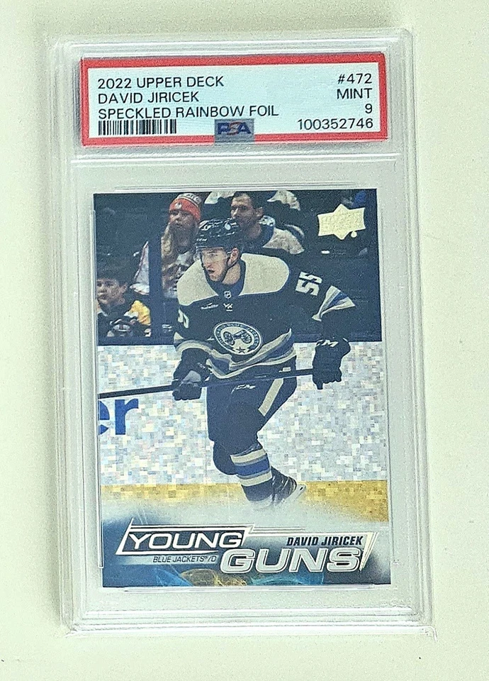 2022-23 Upper Deck Young Guns #472 David Jiricek Speckled Rainbow Foil PSA 9  - Image 1 of 1