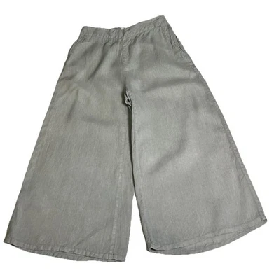 Pantalones Cortos Nicole Miller New York 100% Lino Pierna Ancha Talla Pequeña Gris Pull On Foto 1 de 4