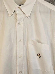 Chaps Ralph Lauren Mens Dress Shirt 17 34/35 White Oxford Crown Crest Logo - Picture 1 of 11