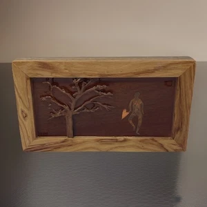 "Imagen 3D de metal cobre: árbol genealógico amor papá corazón enmarcado 9""x5"" hecha a mano" - Imagen 1 de 9