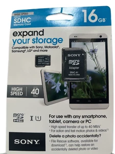 NEW & SEALED! SONY 16 GB Micro SDHC UHS-I Memory Card High Speed Fast Shipping - Picture 1 of 2