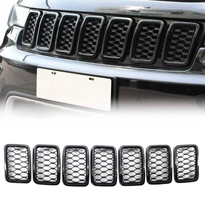Honeycomb Mesh Front Grill Inserts Rings Cover For Jeep Grand Cherokee 2017-2021 - Image 1 of 4