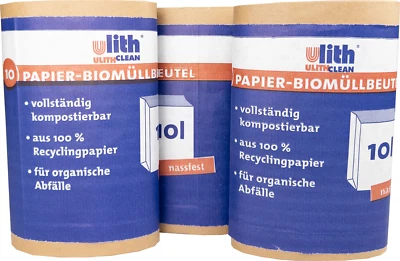 ulith® Bio Abfalltüten Papiertüten Papiermüllbeutel, nassfest, 10 Liter - Bild 1 von 4