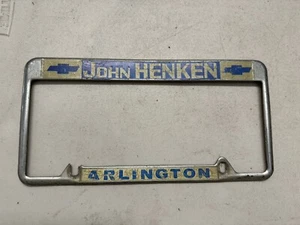 John Henken Chevy Arlington WA Vintage Metal Dealer License Plate Frame Old - Bild 1 von 7