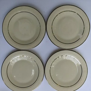 USA FRANCISCAN Masterpiece China MOON GLOW 4 Bread Plates Set Ivory Platinum - Picture 1 of 11