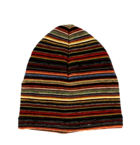 Beanie Strickmütze Damen Herren Mütze gestreift multicolor reine Wolle unisex - Picture 1 of 2