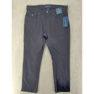 Us Polo Assn Straight Leg Pants Men's 34 X 30 Black Stretch Pockets Slim Fit NWT - Picture 1 of 10