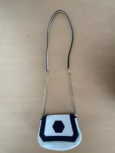 Jonathan Adler Honeycomb Hexagon Black and White Mini Leather Crossbody Bag - Picture 1 of 7